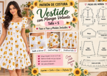 Vestido floral con mangas de volante y botones delanteros