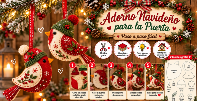 Pajaritos navideños de fieltro para decorar el árbol 1307933b-b9ed-44aa-b0ef-7924395cdf6d