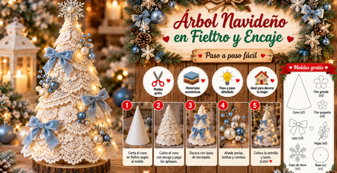 Árbol de Navidad de encaje con luces y lazos azules: paso a paso con materiales y medidas 13a36610-0cb0-48b8-b4c6-dcd55171ddfa