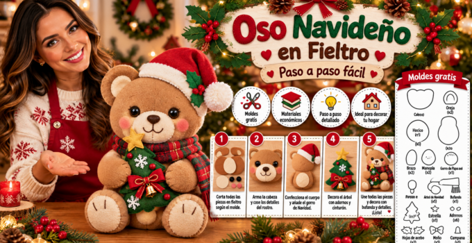 Cómo hacer un osito navideño sentado de fieltro paso a paso 676f0be7-fe74-4fe7-b8b5-b93a107af755