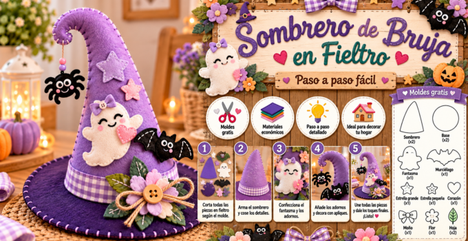 Cómo hacer un sombrero de bruja de fieltro para Halloween 89c778fe-0874-4676-b700-9bc4b4674b55