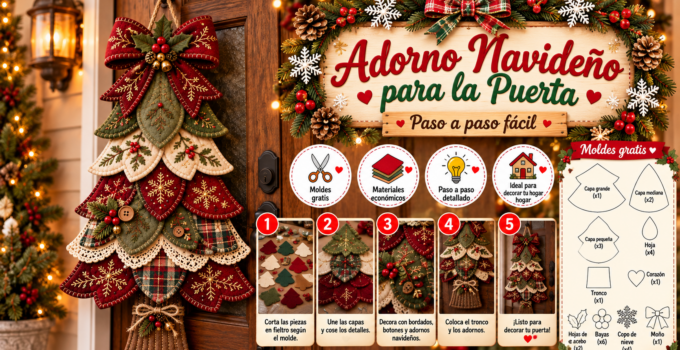 Árbol de Navidad de fieltro para decorar la puerta: tutorial paso a paso con moldes aa2eb540-e043-4972-a0e8-ca5dcf69cb77