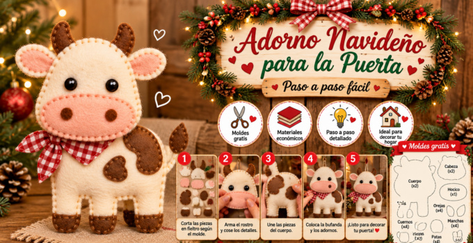 Vaquita de fieltro rellena con pañuelo rojo 🐄❤️ c92e0e7b-3e72-4ed0-b15b-3ccfea983751