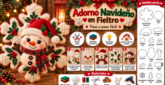 Cómo hacer un copo de nieve navideño de fieltro con muñeco c9fb662b-b0cc-4b1c-9492-f9c64fd51b04
