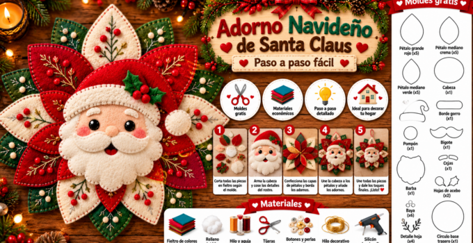 Cómo hacer una flor navideña de fieltro con Papá Noel paso a paso f21c883e-1fc7-4cf1-93e5-2ed0a899f1e8